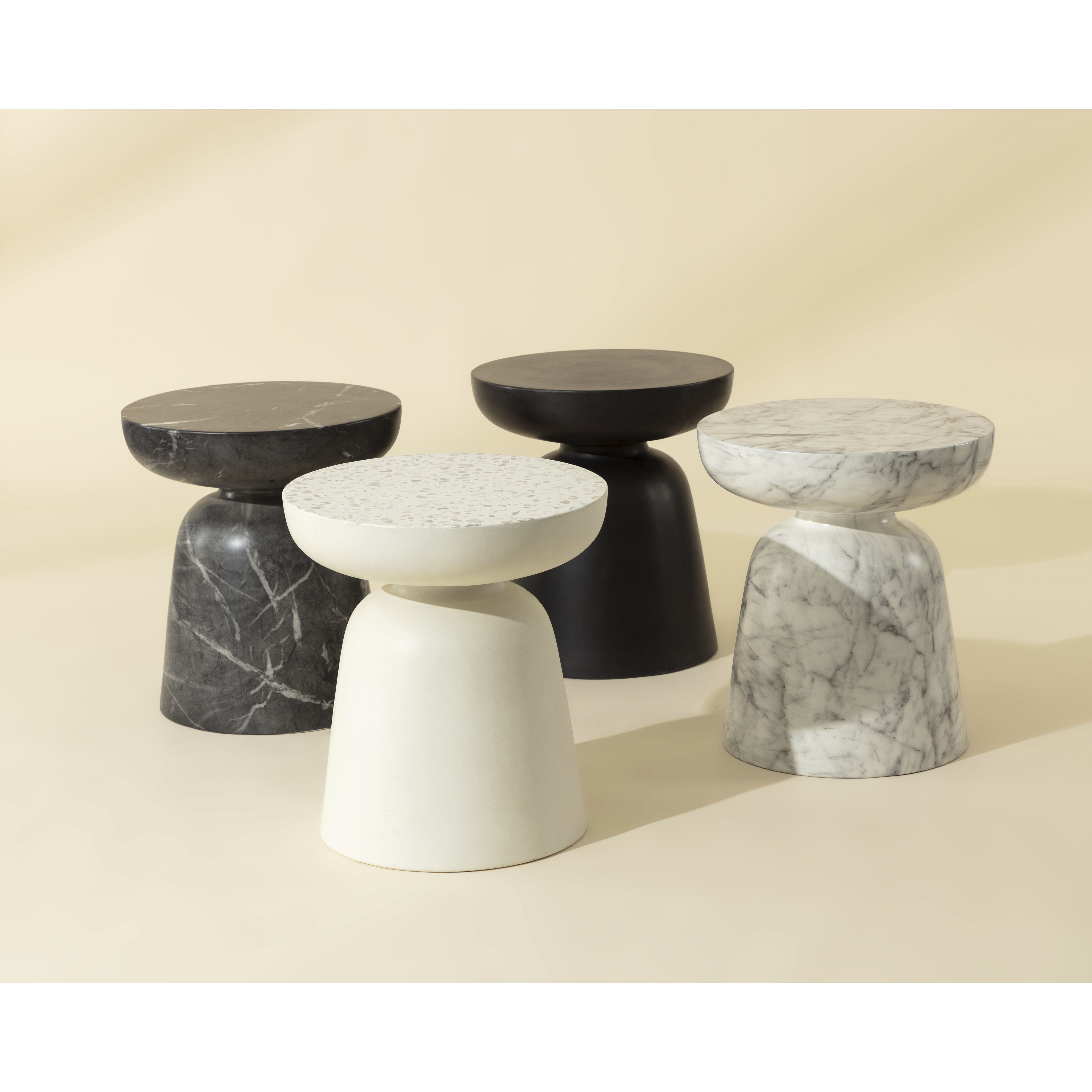 Lucida 20 X 18 inch Marble Look / White Outdoor End Table